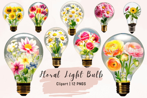 Download Watercolour Floral Light Bulb Clipart - Premium Bundle