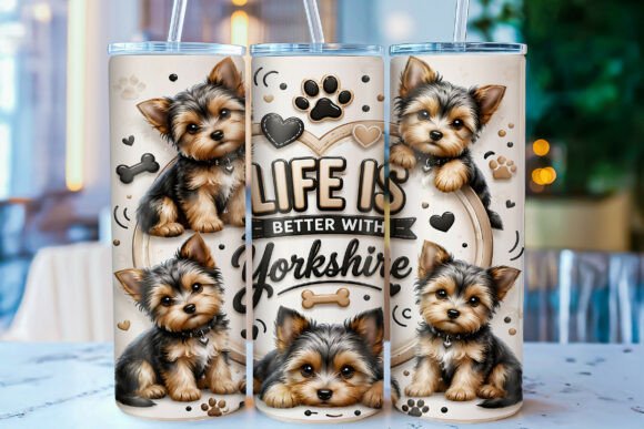 Download Yorkshire Terrier 20oz Tumbler Wrap PNG - Tumbler wrap Collection