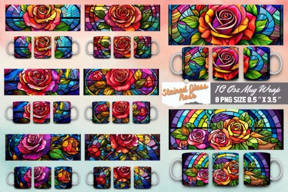 Download Stained Glass Rose 3d Mug Sublimation - Mug sublimation Collection