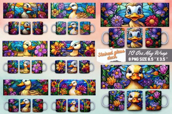 Download Stained Glass Duck 3D Mug Sublimation - Mug sublimation Collection