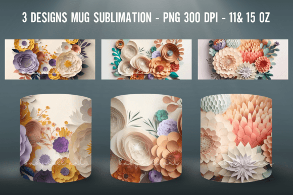 Download Flowers 3D Mug Sublimation PNG Mug Wrap - Mug sublimation Collection