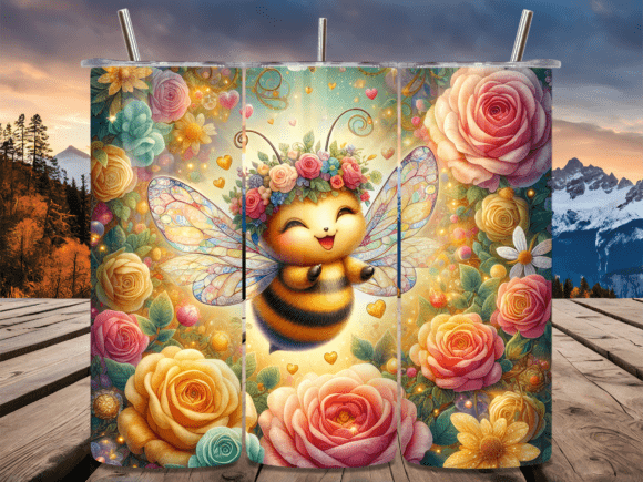 Download Sweet Bee Flower Garden Tumbler Wrap - Tumbler wrap Collection