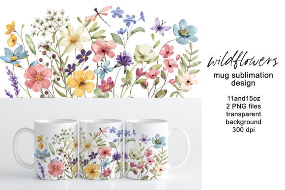 Download Mug Sublimation Design with Wildflowers. - Mug sublimation Collection