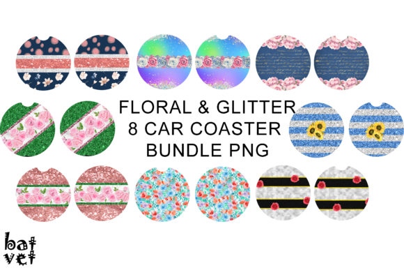 Download Floral &amp; Glitter Car Coaster Bundle PNG - Glitter Collection