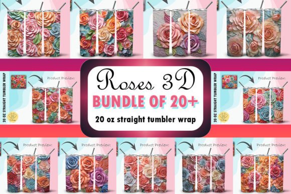 Download Roses 3D Tumbler Wrap Background Bundle - Tumbler wrap Collection