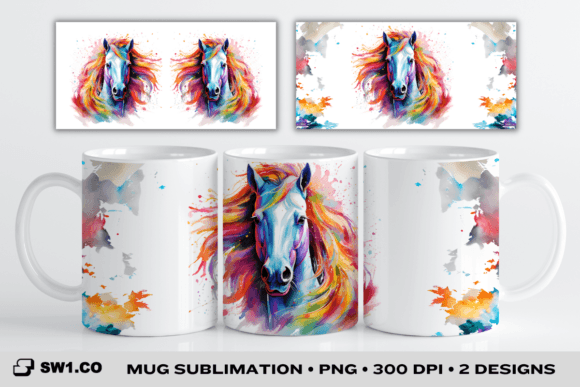 Download Rainbow Horse Mug Sublimation Wrap PNG - Mug sublimation Collection
