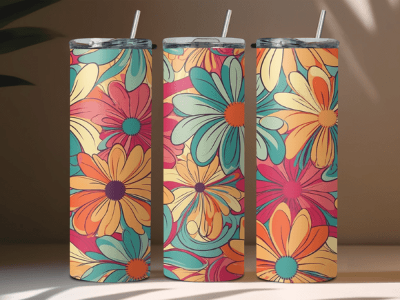 Download Retro Daisies 20 Oz Skinny Tumbler Wrap - Tumbler wrap Collection
