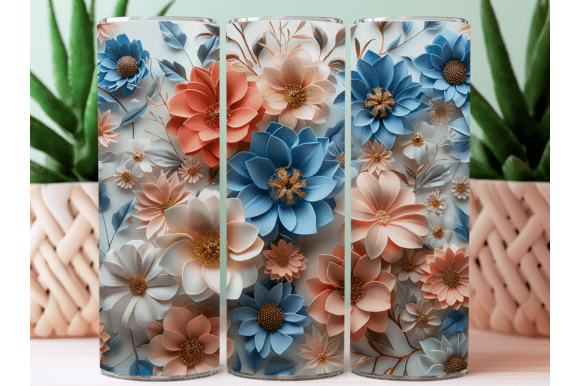 Download 3D Flower Tumbler Wraps Sublimation PNG - Tumbler wrap Collection