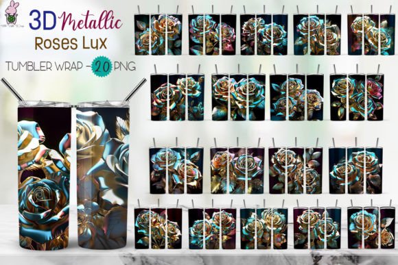 Download 3D Tumbler Wrap Metallic Rose Lux Bundle - Tumbler wrap Collection