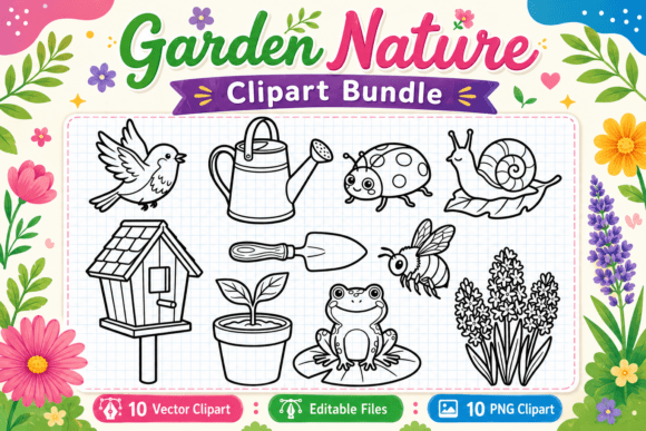 Download Garden Nature Digital Coloring Clipart - Nature Collection